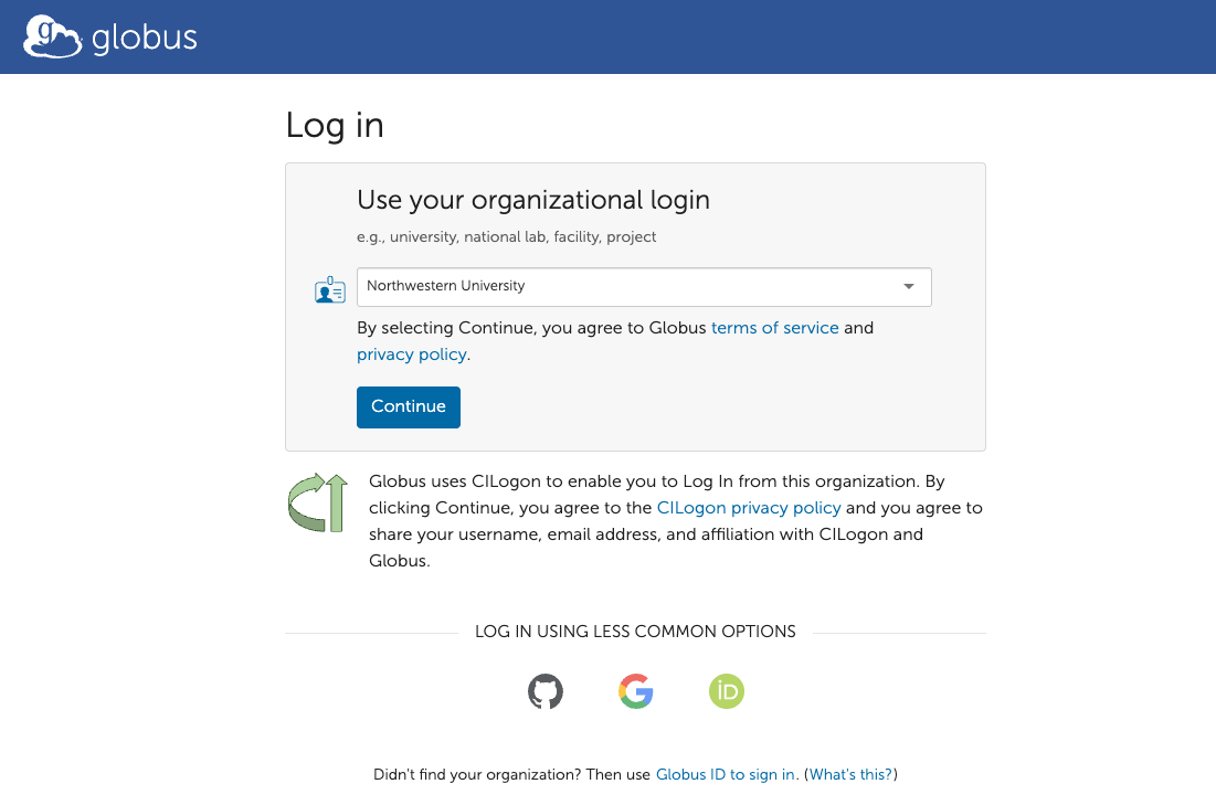 Globus login