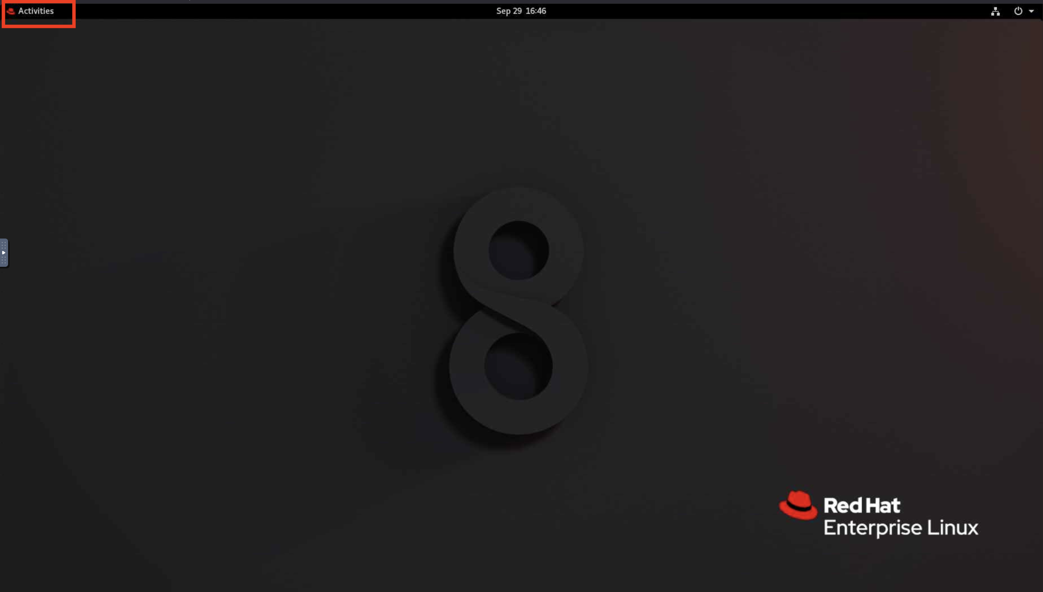 GNOME desktop with Activities in the top bar